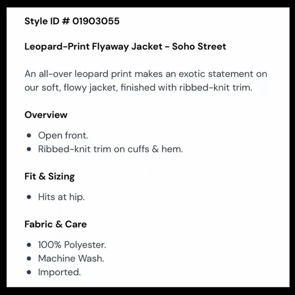 NY&CO Soho Animal Leopard Print Flyaway Jacket Size Medium NWT - Picture 8 of 8